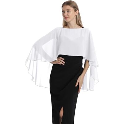 Hotshawl Capelets for women Chiffon Cape Shawls and Wraps for Evening Dress Wedding Capes Cover Up (Ivory) Hotshawl Capelets for women Chiffon Cape Shawls and Wraps for Evening Dress Wedding Capes Cover Up (Ivory)