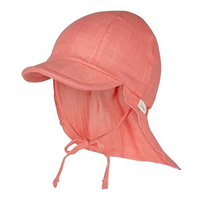 Sterntaler Unisex toppmössa med nackskydd av bomull, muslin med knytband, solhatt, Korall, 47 Sterntaler Unisex toppmössa med nackskydd av bomull, muslin med knytband, solhatt, Korall, 47