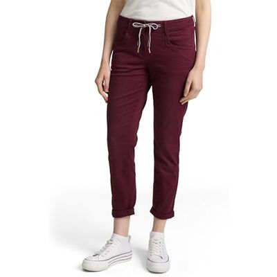TOM TAILOR Dam avsmalnande avslappnade byxor med dragsko, 16427 – vinröd, 38W / 28L TOM TAILOR Dam avsmalnande avslappnade byxor med dragsko, 16427 – vinröd, 38W / 28L
