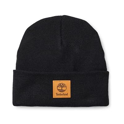 Timberland Women's Classic Tall Beanie, Black Leather Patch, One Size Timberland Women's Classic Tall Beanie, Black Leather Patch, One Size