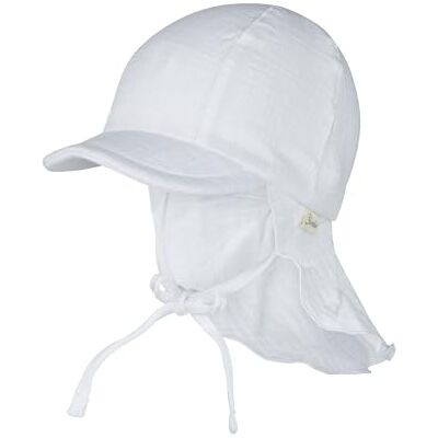 Sterntaler Unisex toppmössa med nackskydd av bomull, muslin med knytband, solhatt, Vit, 51 Sterntaler Unisex toppmössa med nackskydd av bomull, muslin med knytband, solhatt, Vit, 51