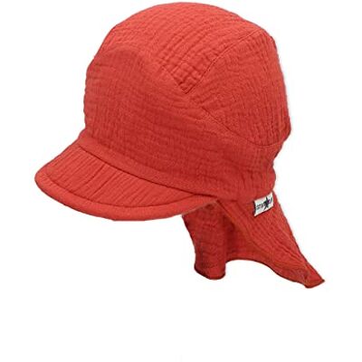 Sterntaler Mössa med nackskydd muslin solhatt, ljusröd, 47 Sterntaler Mössa med nackskydd muslin solhatt, ljusröd, 47