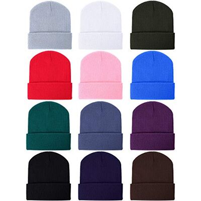 Zhanmai 12 Pack Winter Beanie Hats Bulk Warm Knitted Cuffed Skull Cap for Men Women(Multicolor) Zhanmai 12 Pack Winter Beanie Hats Bulk Warm Knitted Cuffed Skull Cap for Men Women(Multicolor)