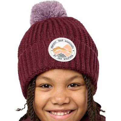 Jack Wolfskin Pompom Badge Beanie K, unisex barnbasker, Boysenberry, Jack Wolfskin Pompom Badge Beanie K, unisex barnbasker, Boysenberry,