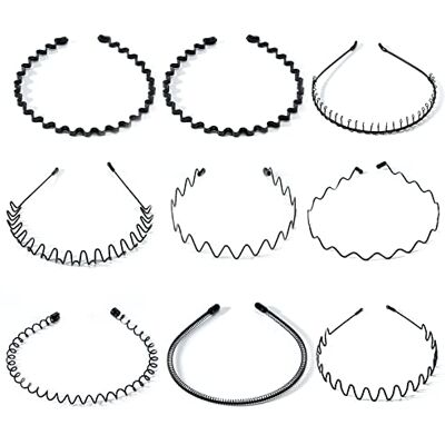 ChouchouClip 9 st metallpannband, multistil elastiska vågband, halkfritt sporthår Hoop band, metallband för män, metallband för kvinnor ChouchouClip 9 st metallpannband, multistil elastiska vågband, halkfritt sporthår Hoop band, metallband för män, metallband för kvinnor