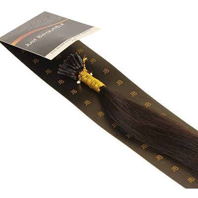 hair2heart 200 x Microring I-Tip Extensions av mänskligt hår, 40 cm, 0,5 g trådar, slät – färg 1 b naturlig svart hair2heart 200 x Microring I-Tip Extensions av mänskligt hår, 40 cm, 0,5 g trådar, slät – färg 1 b naturlig svart