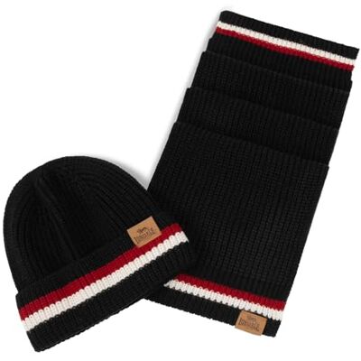 Lonsdale Unisex halsduk och mössa set BUTLEIGH, svart/mörk röd/ecru, en storlek, 116005, Svart/mörk röd/ecru, Einheitsgröße Lonsdale Unisex halsduk och mössa set BUTLEIGH, svart/mörk röd/ecru, en storlek, 116005, Svart/mörk röd/ecru, Einheitsgröße