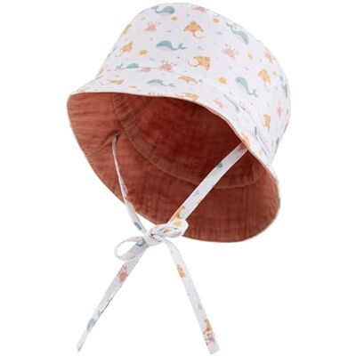 Sterntaler Unisex barn fiskehatt tryckt med havsdjur solhatt, Vit, 39 Sterntaler Unisex barn fiskehatt tryckt med havsdjur solhatt, Vit, 39