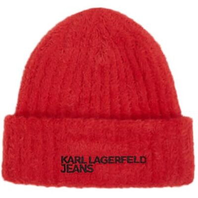 KARL LAGERFELD JEANS , Dam, Purry Logo Beanie, Röd, One size KARL LAGERFELD JEANS , Dam, Purry Logo Beanie, Röd, One size