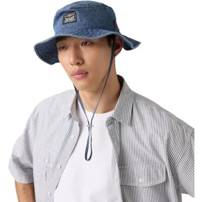 Levi's Damen sommar dragsko hink hatt huvudbonad, hav indigo tvätt 6, L Levi's Damen sommar dragsko hink hatt huvudbonad, hav indigo tvätt 6, L