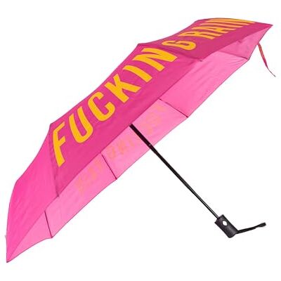 FISURA Originalt hopfällbart paraply ”f*cking rain”. Mini paraply i rosa och gult. Litet damparaply. Unikt paraply. Automatiskt hopfällbart paraply. Resparaply. FISURA Originalt hopfällbart paraply ”f*cking rain”. Mini paraply i rosa och gult. Litet damparaply. Unikt paraply. Automatiskt hopfällbart paraply. Resparaply.