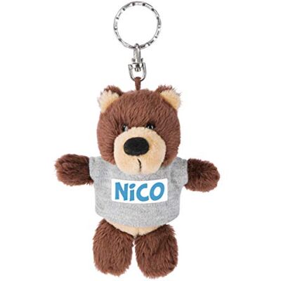 NICI 44689 nyckelring björn med t-shirt Nico 10 cm, brun NICI 44689 nyckelring björn med t-shirt Nico 10 cm, brun