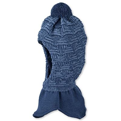Sterntaler Unisex barn halsduk mössa småbarn halsduk mössa stickad diamantmönster, Mellanblå, 47 Sterntaler Unisex barn halsduk mössa småbarn halsduk mössa stickad diamantmönster, Mellanblå, 47
