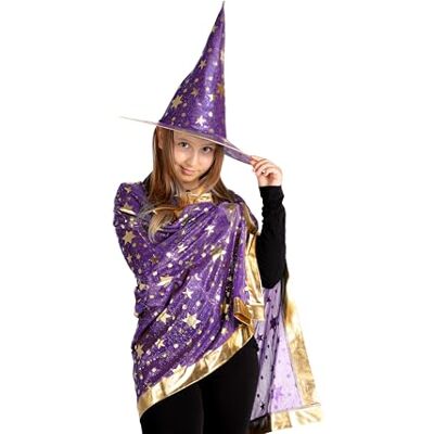 Ciao Magetto lärling/häxa lärlingssats (kappa och hatt), lila/guld Ciao Magetto lärling/häxa lärlingssats (kappa och hatt), lila/guld