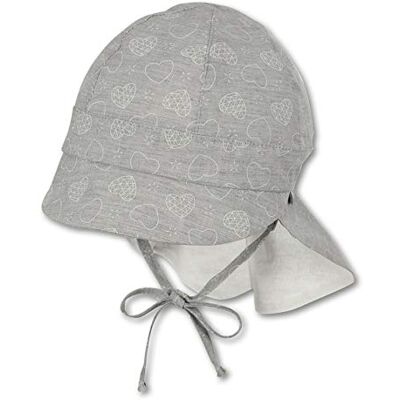 Sterntaler baby-flicka skärmmössa bindband, nackskydd och hjärtmotiv mössa, grå (ljusgrå 518), (tillverkarstorlek: 43) Sterntaler baby-flicka skärmmössa bindband, nackskydd och hjärtmotiv mössa, grå (ljusgrå 518), (tillverkarstorlek: 43)
