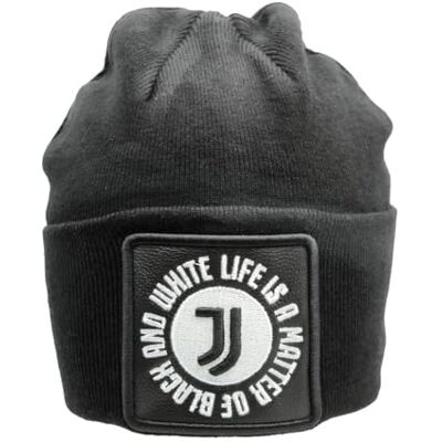 JUVENTUS Skipper Hatt Stickad Slät Broderad Läderlapp 52% VI 30% PL 18% PA 133471, Svart, one size JUVENTUS Skipper Hatt Stickad Slät Broderad Läderlapp 52% VI 30% PL 18% PA 133471, Svart, one size