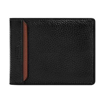 Fossil Men's Huntington Bi-Fold Wallet, svart, svart, Small Fossil Men's Huntington Bi-Fold Wallet, svart, svart, Small