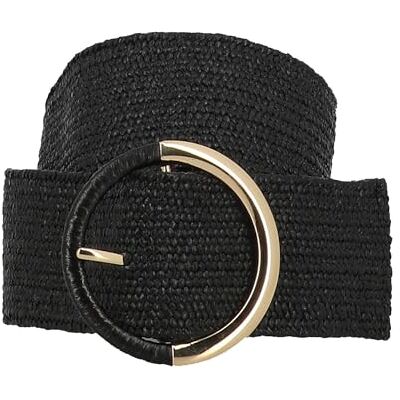 PIECES PCSIDSEL STRAW WAISTBELT, svart, 80 PIECES PCSIDSEL STRAW WAISTBELT, svart, 80