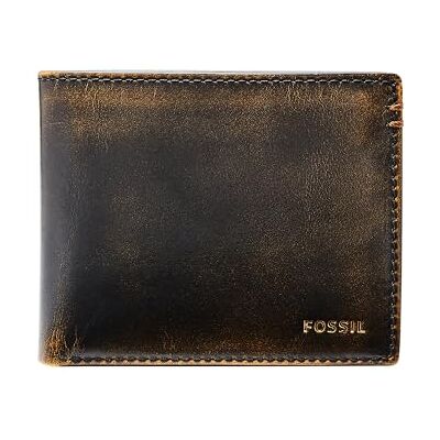 Fossil Herr vadläder dubbelvikt plånbok, Wade Black Vintage, En Storlek Fossil Herr vadläder dubbelvikt plånbok, Wade Black Vintage, En Storlek