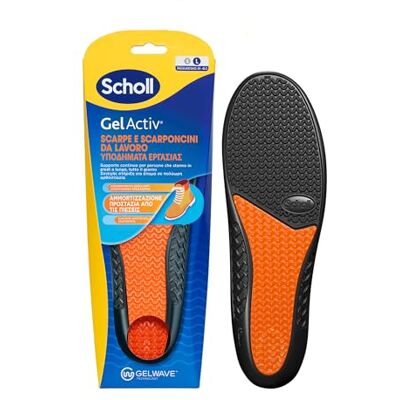Scholl GelActiv iläggssulor och arbetsskor, innersulor med dämpande GelWave-teknik, kontinuerligt stöd för människor som står länge, storlek 40–46,5 Scholl GelActiv iläggssulor och arbetsskor, innersulor med dämpande GelWave-teknik, kontinuerligt stöd för människor som står länge, storlek 40–46,5