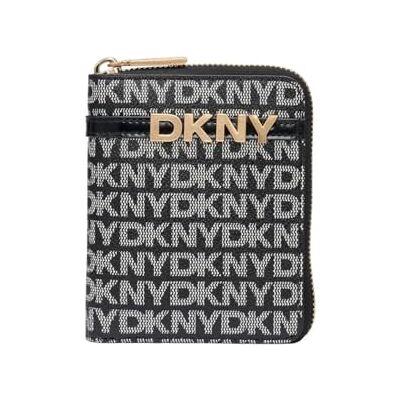 DKNY kvinnors avril SMALL blixtlås runt plånbok billig, svart och svart logotyp, Svart och svart logotyp, Small DKNY kvinnors avril SMALL blixtlås runt plånbok billig, svart och svart logotyp, Svart och svart logotyp, Small