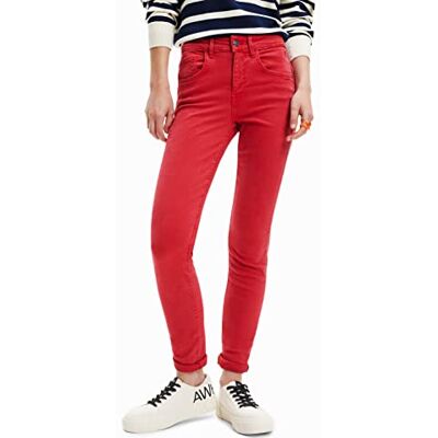 Desigual Casual Byxor för kvinnor, röd, 34 SE Desigual Casual Byxor för kvinnor, röd, 34 SE