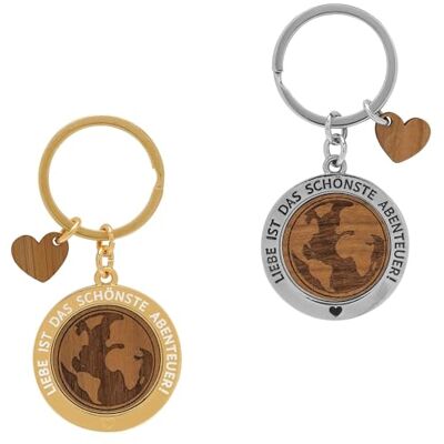 GRUSS & CO nyckelring, nyckelhållare, nyckelkedja med motiv äventyr hängsmycke-set med 2 trähängen, berlock Present till par, bröllopspresent 48561, flerfärgad, Länge 7 cm, Motiv ''äventyr'' GRUSS & CO nyckelring, nyckelhållare, nyckelkedja med motiv äventyr hängsmycke-set med 2 trähängen, berlock Present till par, bröllopspresent 48561, flerfärgad, Länge 7 cm, Motiv ''äventyr''