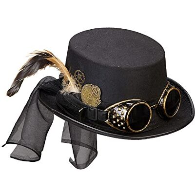 W WIDMANN MILANO Party Fashion 60814 – steampunk cylinder, med glasögon och kugghjul, viktoriansk steal, huvudbonad, tillbehör, kostymtillbehör, temafest, karneval W WIDMANN MILANO Party Fashion 60814 – steampunk cylinder, med glasögon och kugghjul, viktoriansk steal, huvudbonad, tillbehör, kostymtillbehör, temafest, karneval