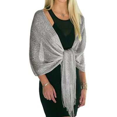 ShineGlitz sjalar och axelvärmare för aftonklänningar – eleganta sjalar och sjaletter för festkläder och kvällsbruk., SILVER, one size ShineGlitz sjalar och axelvärmare för aftonklänningar – eleganta sjalar och sjaletter för festkläder och kvällsbruk., SILVER, one size