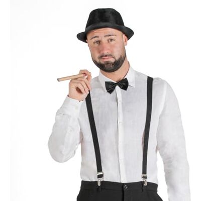 Ciao 1920-talet Gangster maskeradkit (hatt, hängslen, fluga, fuskcigarr) Ciao 1920-talet Gangster maskeradkit (hatt, hängslen, fluga, fuskcigarr)