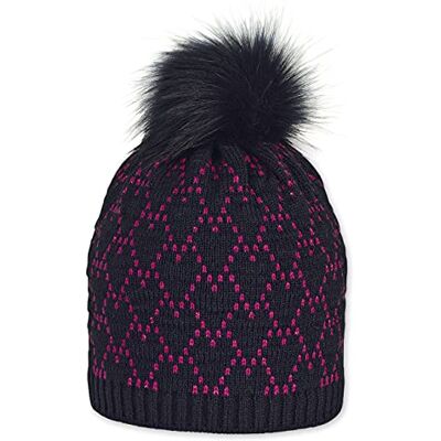 Sterntaler Unisex barn stickad mössa fluff mössa, marinblå, 49 cm Sterntaler Unisex barn stickad mössa fluff mössa, marinblå, 49 cm