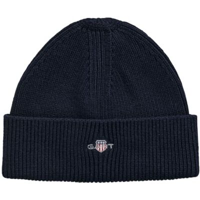 GANT Unisex barn Shield Cotton Beanie mössa, Kvällsblå, one size GANT Unisex barn Shield Cotton Beanie mössa, Kvällsblå, one size