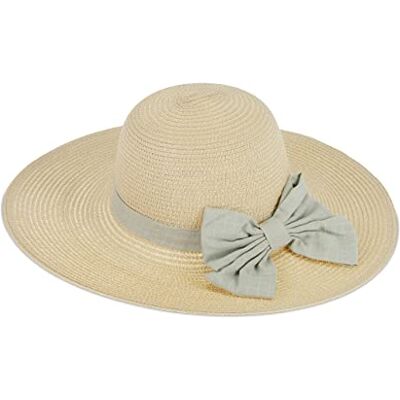 Relaxdays Halmhatt dam, elegant solhatt med rutig rosett, för huvudomkrets: 56 cm, floppy hat sommar, beige Relaxdays Halmhatt dam, elegant solhatt med rutig rosett, för huvudomkrets: 56 cm, floppy hat sommar, beige