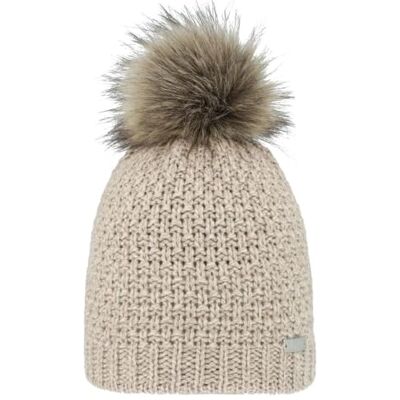 Eisglut Isglut stickad mössa med fuskpäls tofs Lilottal tillverkad i Tyskland, beige mel., One size Eisglut Isglut stickad mössa med fuskpäls tofs Lilottal tillverkad i Tyskland, beige mel., One size