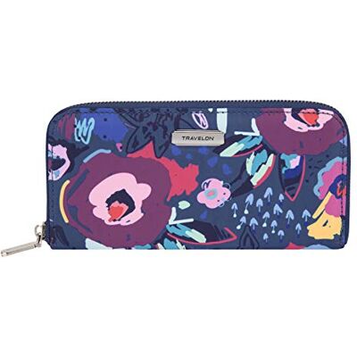 Travelon RFID-blockerande plånbok med enkel dragkedja, Mod blommig, 7.75”W x 4”H x 0.75”D, Rfid blockerande plånbok med en dragkedja Travelon RFID-blockerande plånbok med enkel dragkedja, Mod blommig, 7.75”W x 4”H x 0.75”D, Rfid blockerande plånbok med en dragkedja