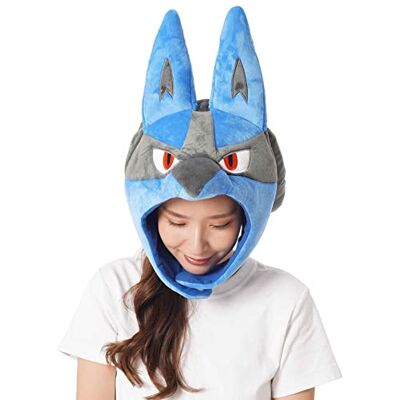 SAZAC Blue Lucario Pokemon Hat Costume for Adults Premium Cozy Cap with Strap Perfect Halloween Costume & Adult Cosplay SAZAC Blue Lucario Pokemon Hat Costume for Adults Premium Cozy Cap with Strap Perfect Halloween Costume & Adult Cosplay