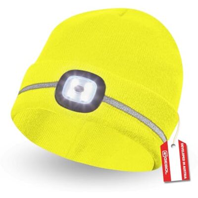 Gebol LED-mössa gul Pannlampa på stickad mössa beanie med reflektionsremsor USB-port för laddning 60 minuters ljustid 4 ljusnivåer unisex gul 1 styck Gebol LED-mössa gul Pannlampa på stickad mössa beanie med reflektionsremsor USB-port för laddning 60 minuters ljustid 4 ljusnivåer unisex gul 1 styck