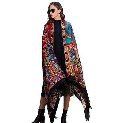 DANA XU 100% ren ull stor storlek kvinnor stor scarf mask Pashmina, 18 flerfärgad, 96 * 42 INCHES DANA XU 100% ren ull stor storlek kvinnor stor scarf mask Pashmina, 18 flerfärgad, 96 * 42 INCHES