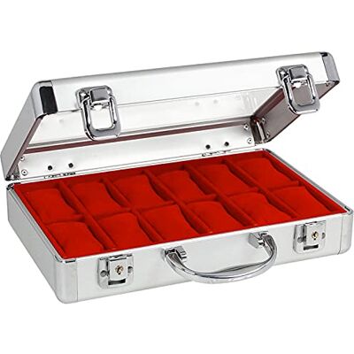 SAFE Uhrenkoffer Alu, innen rot, für 18 Uhren SAFE Uhrenkoffer Alu, innen rot, für 18 Uhren
