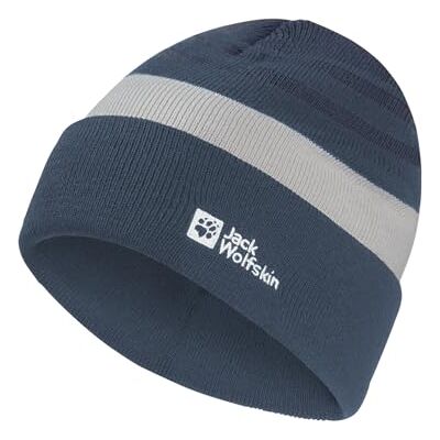 Jack Wolfskin Stripy stickad mössa K unisex barn basker, Midnight Sky, M Jack Wolfskin Stripy stickad mössa K unisex barn basker, Midnight Sky, M