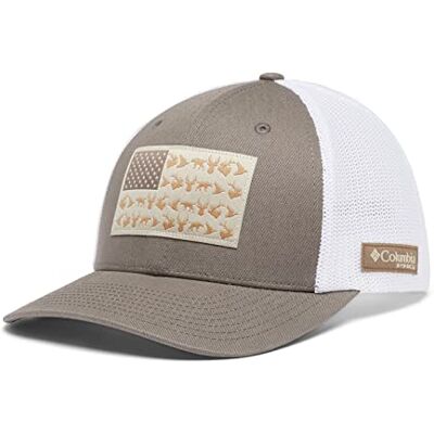 Columbia Unisex PHG Game Flag Mesh Ball Cap Mid, Iron/White, Large/X-Large Columbia Unisex PHG Game Flag Mesh Ball Cap Mid, Iron/White, Large/X-Large