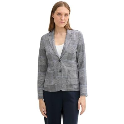 TOM TAILOR damblazer, 36217 – marinblå kontroll, XL TOM TAILOR damblazer, 36217 – marinblå kontroll, XL