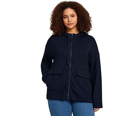 TOM TAILOR Damer Sweatjacka med huva 1030405, 10668 Sky Captain Blue, 54 Plus size TOM TAILOR Damer Sweatjacka med huva 1030405, 10668 Sky Captain Blue, 54 Plus size
