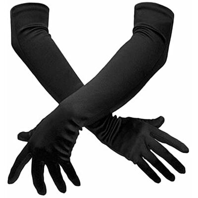 SHATCHI Lång armbåge för kvinnor stretchig 1920-talet opera kväll fest dans bröllop balhandskar (55 cm/20,5 tum), svart, en storlek, Svart, en storlek SHATCHI Lång armbåge för kvinnor stretchig 1920-talet opera kväll fest dans bröllop balhandskar (55 cm/20,5 tum), svart, en storlek, Svart, en storlek