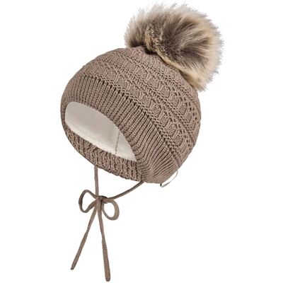 Sterntaler Stickad mössa pompon, BRUN, 45 Sterntaler Stickad mössa pompon, BRUN, 45