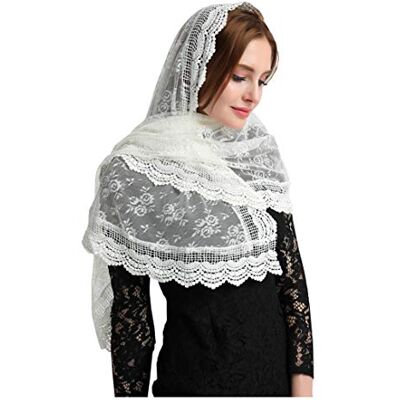 Leimandy Mantilla mjuk spets halsduk elfenben slöja katolska kapell V31, Elfenben, M Leimandy Mantilla mjuk spets halsduk elfenben slöja katolska kapell V31, Elfenben, M
