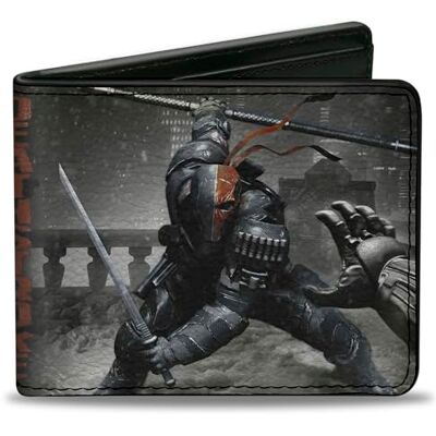 Buckle-Down Buckle Down Unisexs plånbok Deathstroke Arkham Origins Action Pose/Snö grå/röd tvåvikt Buckle-Down Buckle Down Unisexs plånbok Deathstroke Arkham Origins Action Pose/Snö grå/röd tvåvikt