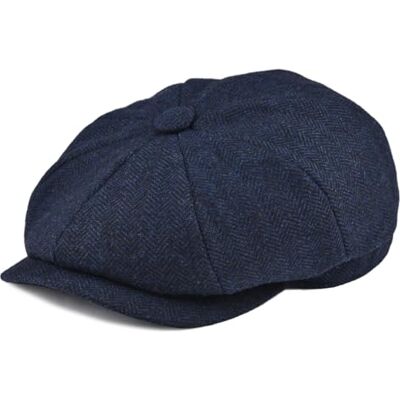 BOTVELA Men's 8 Panel Wool Blend Newsboy Flat Cap Herringbone Tweed Hat (Navy, 7 3/8) BOTVELA Men's 8 Panel Wool Blend Newsboy Flat Cap Herringbone Tweed Hat (Navy, 7 3/8)