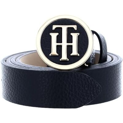 Tommy Hilfiger – runt bältesspänne – 100% äkta läder – rundat spänne i silverton – garderobstillbehör för kvinnor, Svart, 34 (Manufacturer size: 75) Tommy Hilfiger – runt bältesspänne – 100% äkta läder – rundat spänne i silverton – garderobstillbehör för kvinnor, Svart, 34 (Manufacturer size: 75)