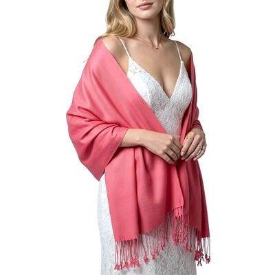 Achillea Soft Silky Pashmina Scarf for Women – Shawl Wrap for Evening Dresses, Bridesmaids, Weddings & Everyday Wear (Coral Pink) Achillea Soft Silky Pashmina Scarf for Women – Shawl Wrap for Evening Dresses, Bridesmaids, Weddings & Everyday Wear (Coral Pink)
